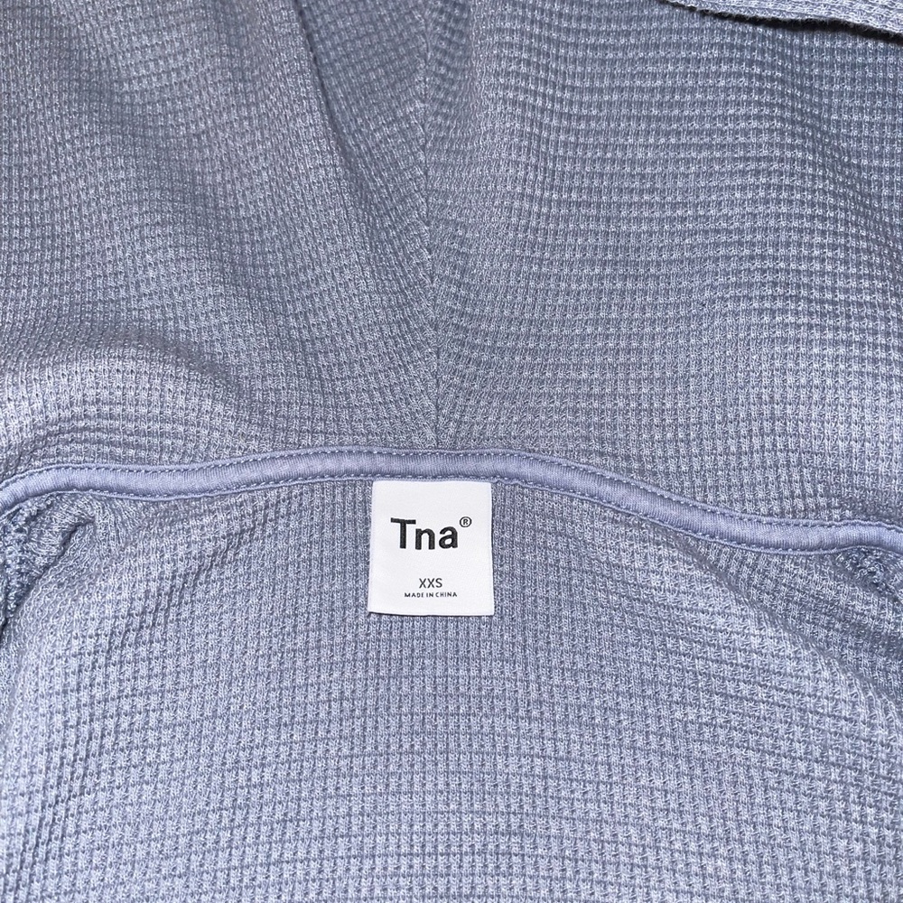 Aritzia Tna Waffle Zip-up Hoodie (granite blue) - Picture 4 of 6